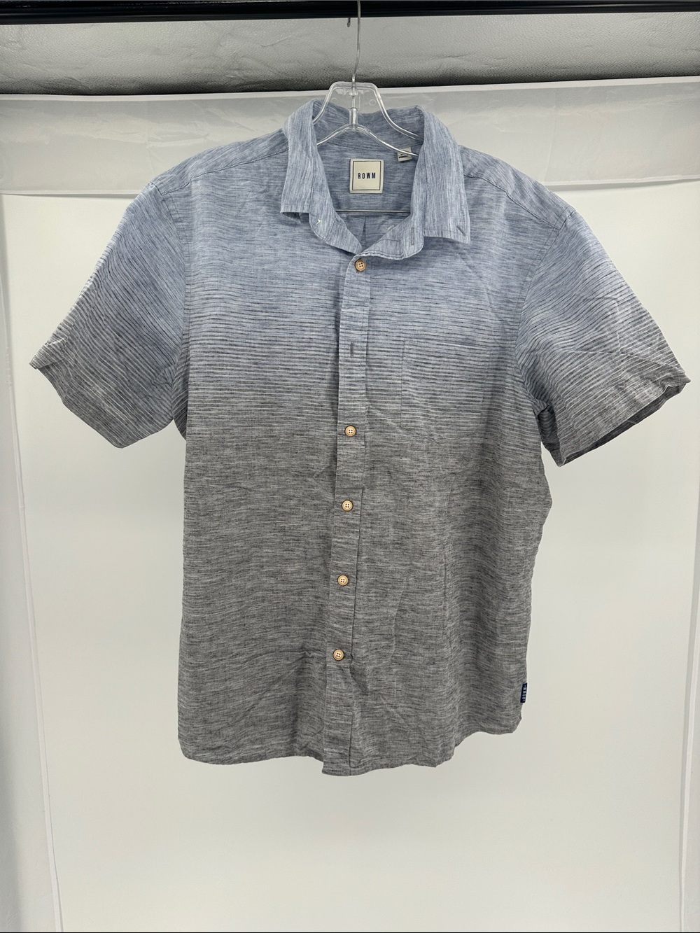 Casual Short-Sleeve Button-Down Shirt in Heather Blue-Gray